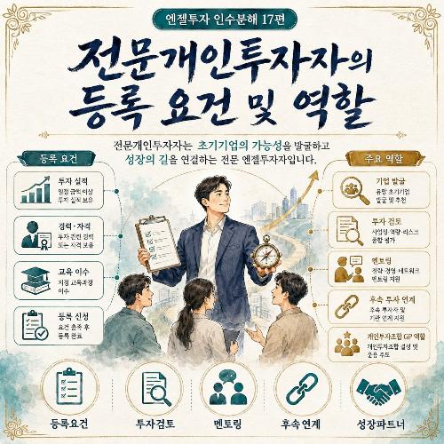 [엔젤투자 인수분해 : 초기투자의 핵심] 17편 전문개인투자자의 등록 요건 및 역할